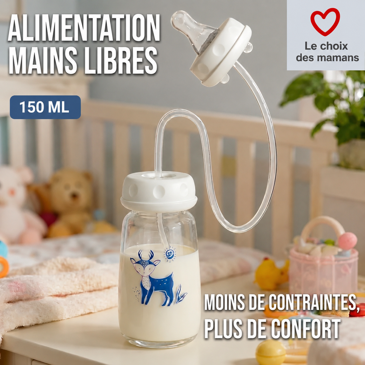 Biberon mains libres pour bébé – 150 ml